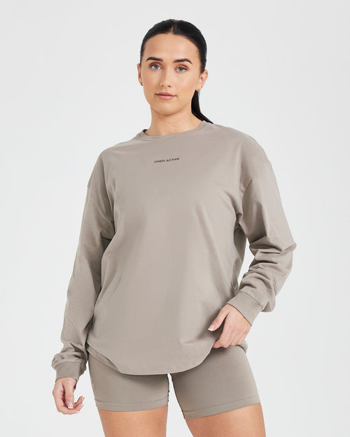 Oner Modal Classic Mirror Graphic Oversized Long Sleeve Top | Washed Minky
