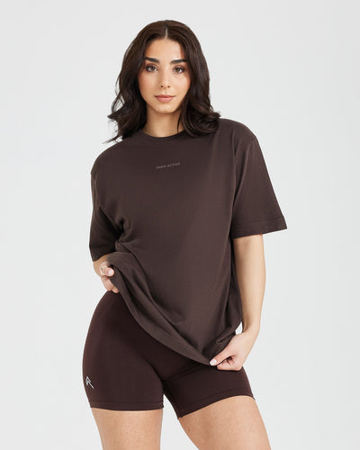 Classic Mirror Graphic Oversized T-Shirt | Washed 70% Cocoa
