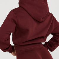 Classic Lounge Cropped Zip Through Hoodie | Rosewood