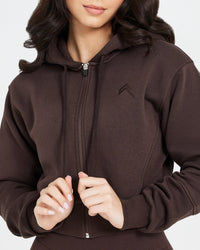 Classic Lounge Cropped Zip Through Hoodie | 70% Cocoa