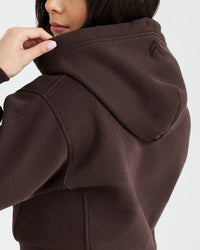 Classic Lounge Cropped Zip Through Hoodie | 70% Cocoa