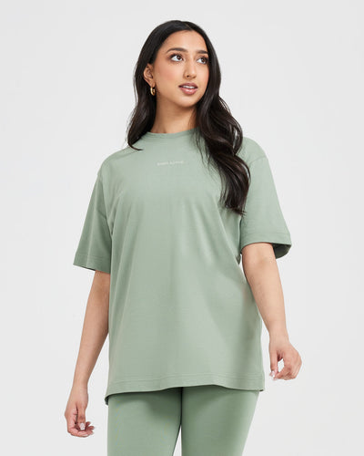 Classic Mirror Graphic Oversized T-Shirt | Washed Sage