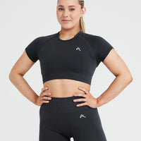 Black Short Sleeve Crop Top - Women | Oner Active CA