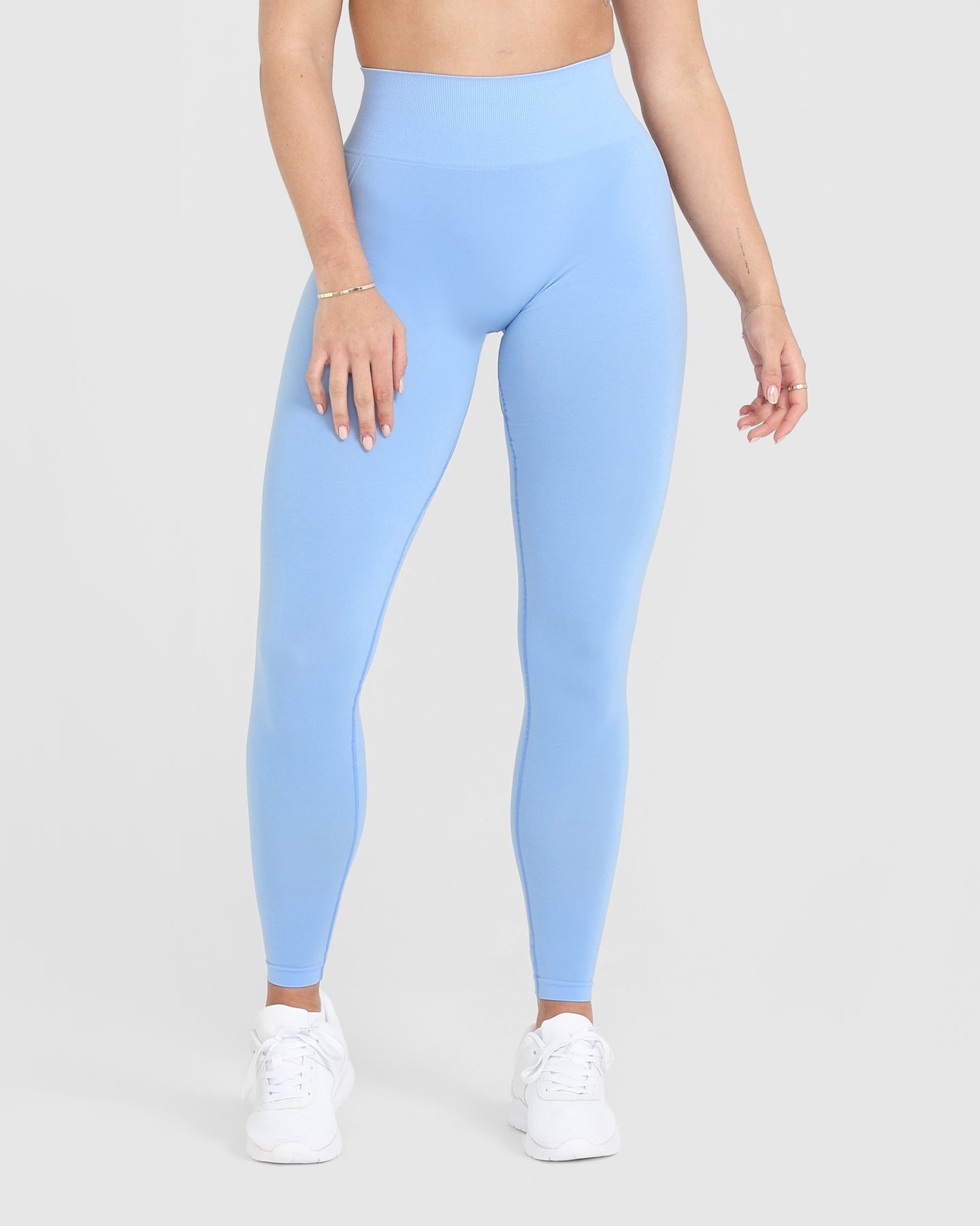 Buy Go Colors Women Blue Solid Stretch Leggings Online at Best