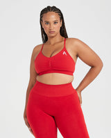 Effortless Micro Bralette with White Logo | Spicy Red