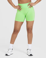 Effortless Seamless Shorts with White Logo | Apple Green