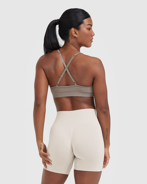 Timeless Square Neck Sports Bra | Cool Brown