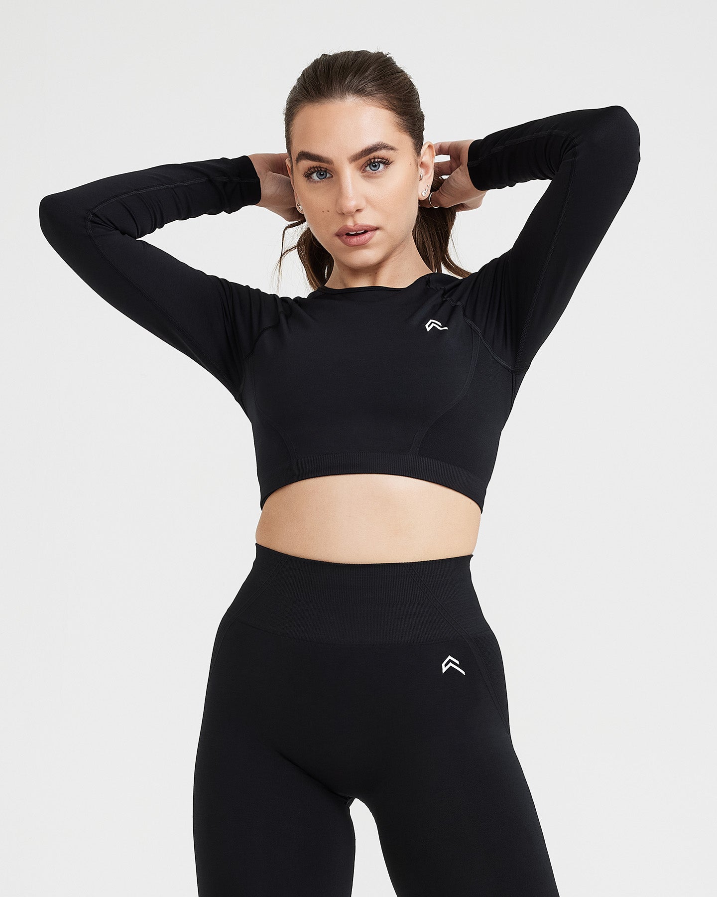 Black Cropped Long Sleeve Athleisure Top