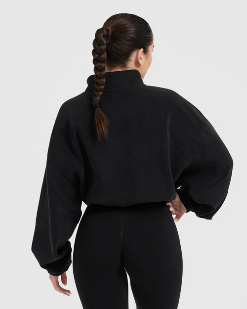 All In Motion Activewear Hoodie Women XS Cropped Boxy Textured Stretch  Black
