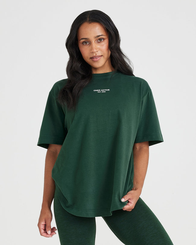 Oversized Shirt Women - Short Sleeve - Evergreen | Oner Active CA