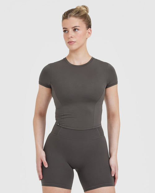 Oner Modal Mellow Soft Mid Short Sleeve T-Shirt | Deep Taupe