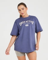 Oversized Short Sleeve Club Tee | Slate Blue