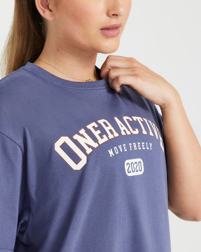 Oversized Short Sleeve Club Tee | Slate Blue