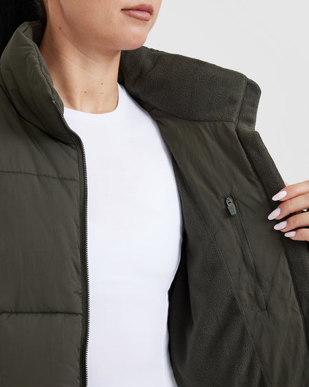 Women s Khaki Puffer Jacket Oner Active CA