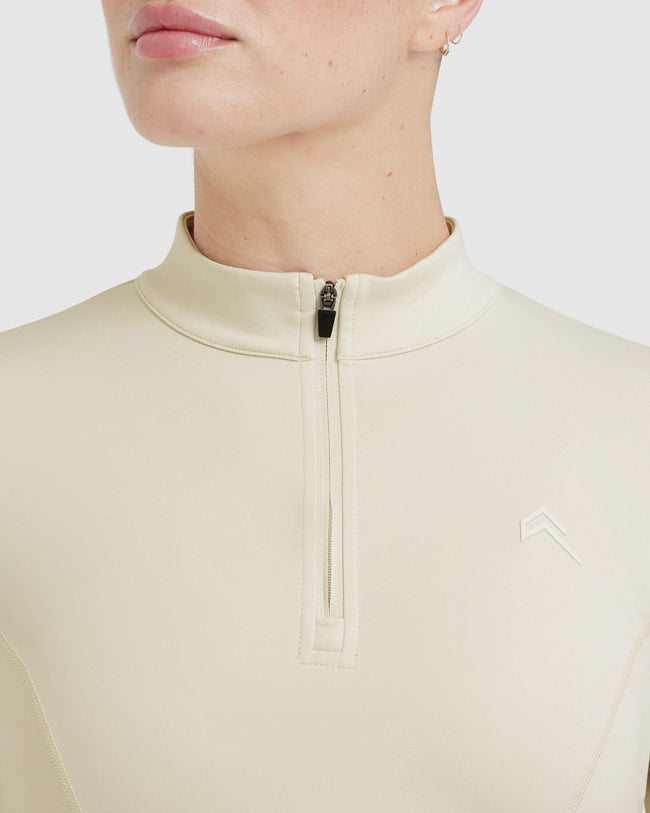 Timeless Half Zip Mid Long Sleeve Top - Vanilla | Oner Active CA
