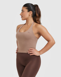 Timeless Halter Neck Mid Vest | Deep Walnut