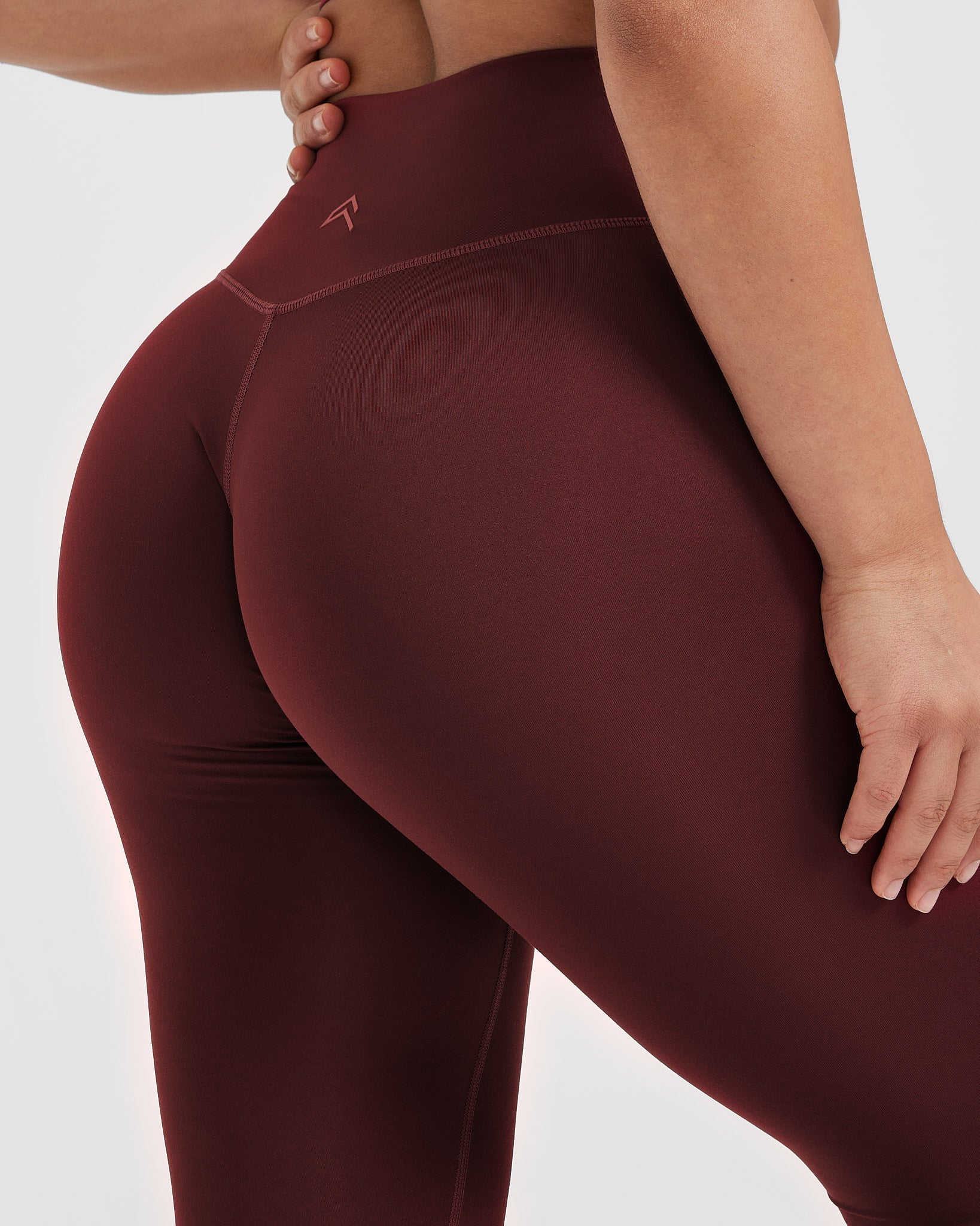 Fabletics High Waisted Mesh Powerhold 7/8 Berry Maroon Workout