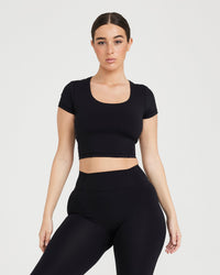 Timeless Crop Short Sleeve Tee | Black