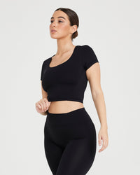 Timeless Crop Short Sleeve Tee | Black