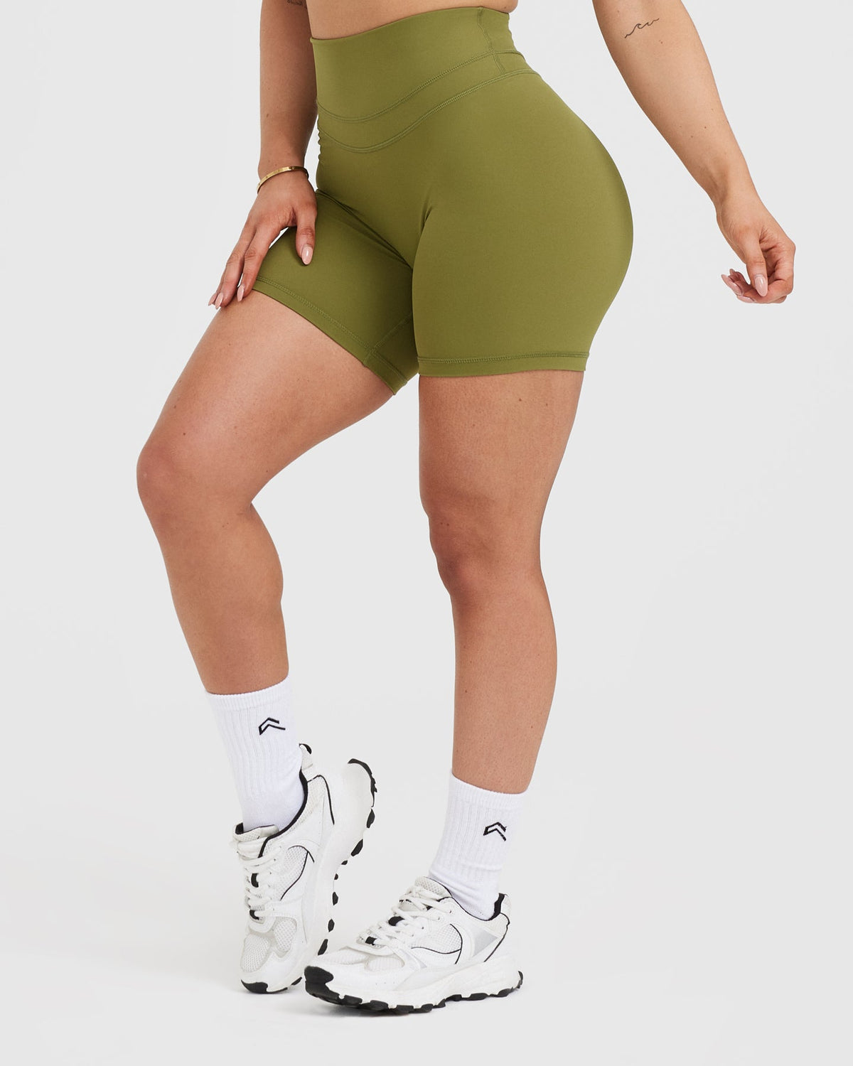 Unified High Waisted Shorts Olive Green