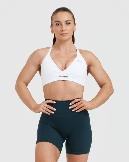 Inspire Halter Sports Bra- White, NOW $12.49 – DoyenneActivewear